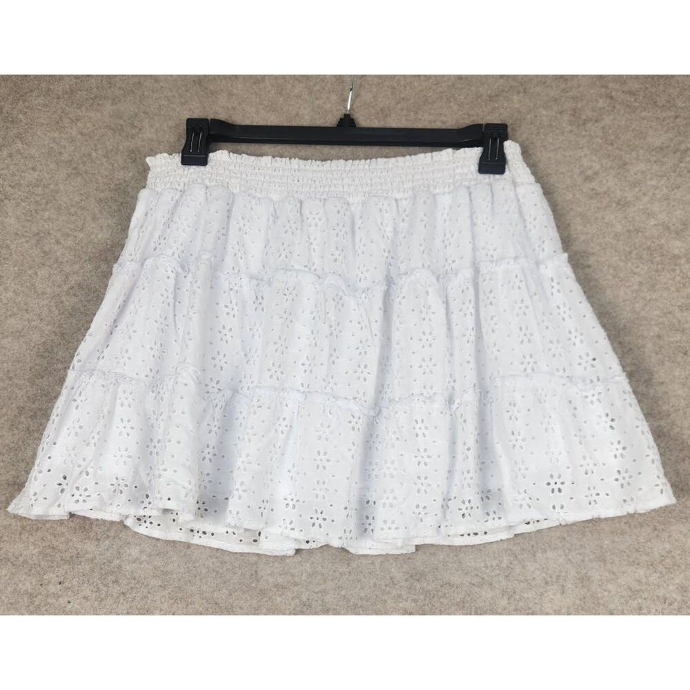 Justice Women's White Eyelet lace Skort Size XL Coquette Cottage Twee Kidcore